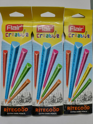 Flair Creative RiteGood Extra Dark Pencil Kit Pencil (Set of 5) x Pack of 3 Pencil(Multicolor)