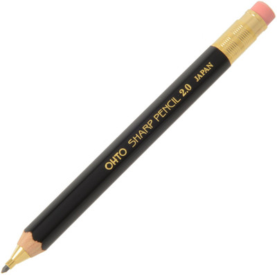 OHTO Mechanical Pencil Wood Sharp with Eraser, 2mm Pencil(Black)