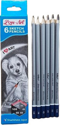 Artline LOVE ART SHADING PENCILS | 6 PENCILS PER PACK |SET OF 4 PACKS Pencil(Set of 4, Black)