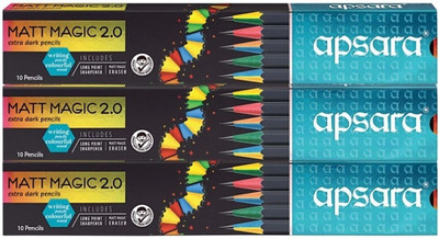 APSARA Absolute matt magic (Pack of 3) 30 Pencil(Set of 3, Black)
