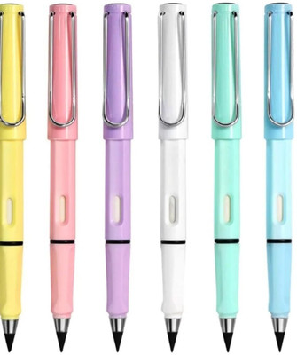 ZOMBULA 6pcs Inkless Pencils Eternal Everlasting Pencil Replaceable Head Infinite Pencil Pencil(Set of 6, Multicolor)