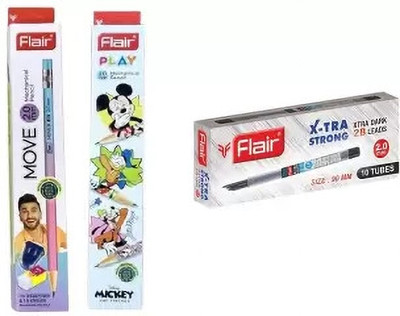 FLAIR Mechanical Extra Dark 2B Pencils(Mickey+Move) with Leads Pencil(Set of 3, Multicolor)