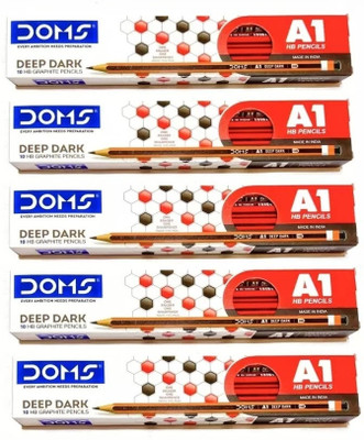 DOMS A1 Deep Dark Graphite Pencil Pencil(Set of 50, Multicolor)