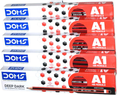 SSGAI A1 Extra Dark Graphite Writing 50 Pencil Pack Pencil(Set of 5, Black, Red)