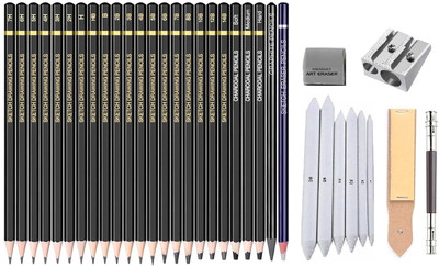 Qalam Kaari Professional Drawing, Sketching Pencil Set for drawing sketching, blending Pencil(Set of 24, Black, Artists Pencil Shading Drawing Sketch Artist Kit Sketching Kit)
