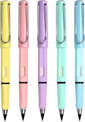 Augen Everlasting Inkless Erasable Reusable Unlimited Student Artist Infinite Magic Pencil(Set of 5, Multicolor)