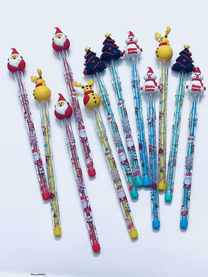 Poohan Christmas XMAS LEAD Pencils with Santa Xmas Tree Deer and Snowman PACK OF 12 Pencil(Set of 12, Multicolor)