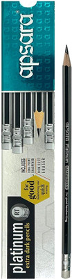 APSARA Platinum Rubber tip Pencils Pack Of 10 Pencil(Set of 1, Silver Black)