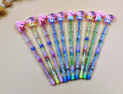 Paper Bear Peppa Pig Push Up Stack Pencil Pc of 10 Pencil(Multicolor)