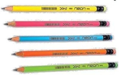 DOMS Neon Rubber Tipped Pencil Pack of 100 Pencil(Set of 100, Black)