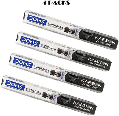DOMS Super Dark Karbon Eraser Tipped HB/2 Graphite Pencil(Black)