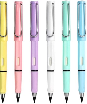 feelhigh 6 Pcs Inkless Eternal Pencils, Everlasting Infinity Pencil with Eraser, Pencil(Set of 6, Multicolor)