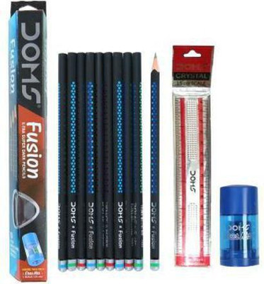 DOMS Fusion X-Tra Super Dark Pencils Set Includes 10 Pencils 1 Scale 1 Sharpener Pencil(Set of 3, X-Tra Super Dark)