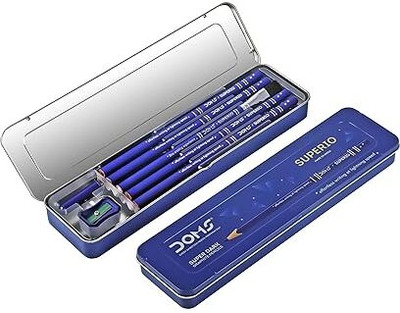 DOMS Superio Super Dark Graphite Pencils With Tin Box Graphite Pencil Pencil(Set of 10, Multicolor)
