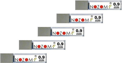 NOZOMI Carbon Mechanical Pencil Lead, 0.9 MM,HB,5 Tubes X 12 Lead -(Set -5 jet black ) Pencil(Set of 5, jet Black)