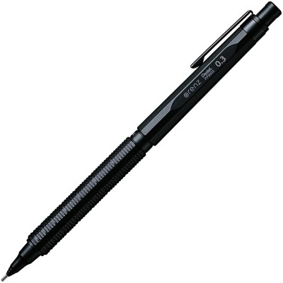 PENTEL Orenz Nero 0.3Mm Mechanical Pencil|Glossy Metallic Barrel Silver Trim(3003A) Pencil(Set of 1, Black)