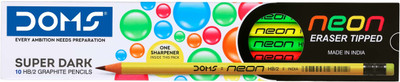 DOMS Neon R/T Pencil(Set of 10, Multicolor)