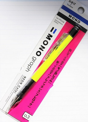 Tombow Mono Graph Mechanical Pencil 0.3mm Pencil(Set of 1, neon yellow)