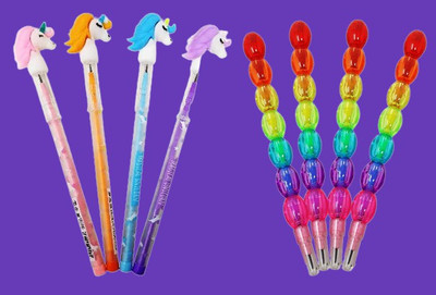 GUNGUN Rainbow Colour Stack Pencil With Unicorn Design Stack Pencil [Pack of 8 Pencils] Pencil(Set of 8, Multicolor)