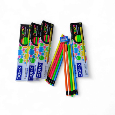 SSAGI DOMS NEON ERASER TIPPED SUPER DARK PENCIL Pencil(Set of 5, Black)
