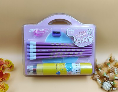 Paper Bear Purple 10 Pencil 12 Woodean Color 1 Grip Cap and 1 Sahrpener Pencil(Set of 1, Purple)