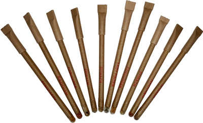 Purpledip Plantable Seed Pens Set of 10: Eco Friendly Recyclable Gift, Blue Ink Pencil(Set of 10, Brown)