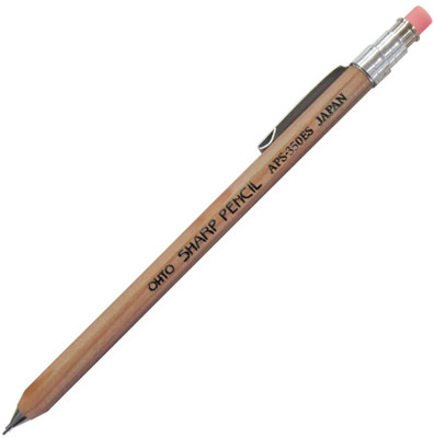 OHTO APS-350ES Mechanical Wooden mini sharp pencil with eraser & clip Lead 0.5mm Mechanical Pencil(Ink Color - BLACK MADE IN JAPAN)