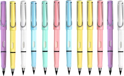 SB GRAND Portable Reusable Everlasting,Infinite Pencil,With Eraser Pack of-12 Pencil(Multicolor)