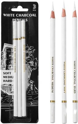 HARDSOSH'S COUTURE Pack of 3 White Charcol Pencils for sketching Pencil(Set of 1, White)