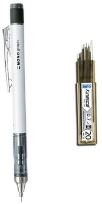 Tombow Mechanical Pencil, Monograph 0.7mm With Lead 0.7mm 2B Pencil(Set of 1, White)