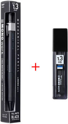Tombow Monowork 1.3mm, targeted for 'Mark Sheet and newly formulated break resistant, Pencil(Set of 1, MATT BLACK WITH LEAD 1.3 HB)