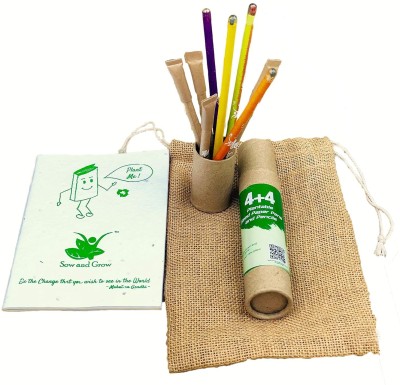 Sow and Grow Eco Friendly Plantable Kit|4 Seed Pencils + 4 Seed Paper Pens + 1 Plantable Seed Pencil(Set of 5, Multicolor)