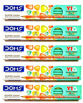 DOMS Super Dark 10 HB/2 Graphite Y1+ TRIANGLE pencil pack of 05 box (50 PCS) Pencil(Multicolor)