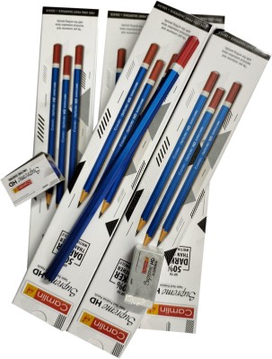 Camlin Supreme HD Dark Premium Pencils With Long Point Sharpener & Eraser [Pack of 5] Pencil(Set of 5, Blue)