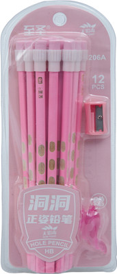 LATESHOP Kaspa (Pack of 1) 12 PCS Pencil With Eraser, 1 Pencil Grips and 1 Sharpener Pencil(Set of 1, Multicolor)