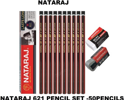 NATARAJ 621 GRAPHITE PENCIL SET PACK OF 50 PENCILS Pencil(Set of 5, Black)