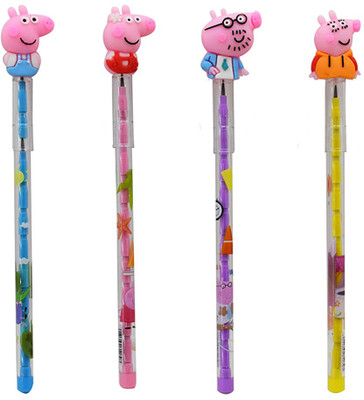 AncientKart Stack Pencil Peppa Designed Set of 4 Pencil(Set of 4, Multicolor)