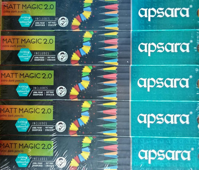 APSARA Matt Magic 2.0 Pack of 5 Pencil(Set of 5, Black, Multicolor)