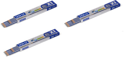 DOMS X1 Xtra Super Dark Hexagonal Pencils Pack of 30 with Eraser, Scale & Pencil Cap Pencil(Set of 3, Multicolor)