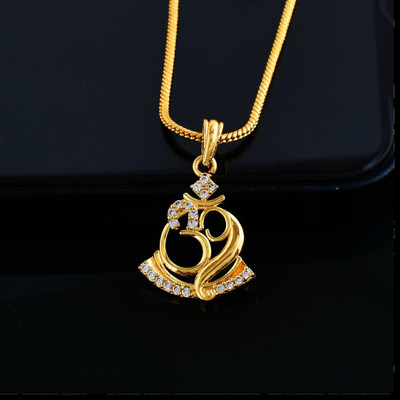 PYR JEWELS ::radha krishna chain for girls::radha krishna chain for men Gold-plated Brass Pendant Set