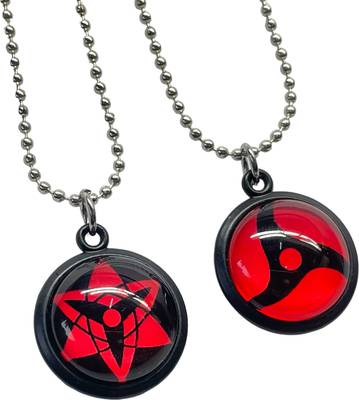 sky cart Naruto Anime Ninja Mangekyou Sharingan Necklace Steel, Crystal Locket Set