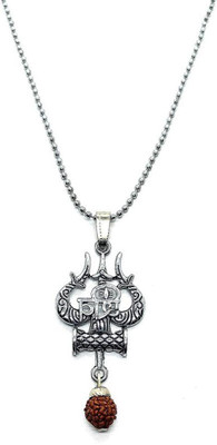 Dynamic Retail Global Lord Shiva Mahadev Bholenath Trishul Damru Rudraksha Locket Pendant Set TP257 Sterling Silver Metal Pendant Set