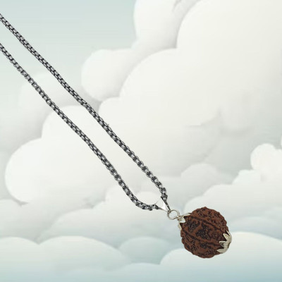 KitaboJi Jewellery 5 Mukhi Rudraksha Pendant/Pandent Nepali Rudraksha with Lab Certified five Mukhi Silver Beads Brass, Wood Pendant