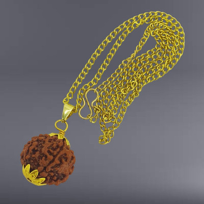Dayalu Store 6 Mukhi Rudraksha Nepal Original six Face Rudraksha Metal Capped Gold-plated Beads Brass, Wood Pendant