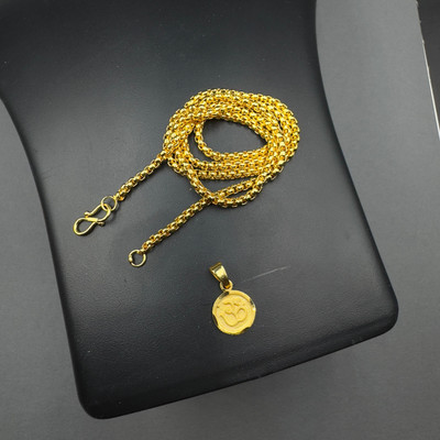 Charms OM Pendant With Gold Chain Daily Use Jewelry for Men & Women Gold-plated Alloy Locket Set