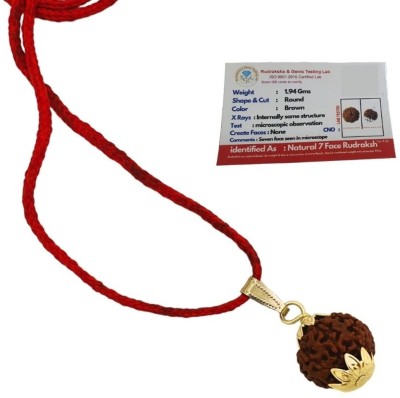 Fine Creation Original 7 Mukhi Nepali Rudraksha Seven Face Rudraksh Gold-plated Wood Pendant Set