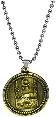 AFH Islamic 786 Allah Lucky Number Moon Star Bronze Pendant For Men,Women Rhodium Metal Pendant