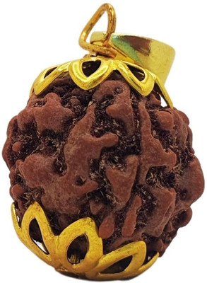 Kuttumb Gems & Jewels Original 4 Mukhi Rudraksha with Certificate Gold-plated Beads Brass, Wood Pendant