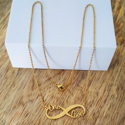 M Men Style Solid Gold Inifinty Mathematical Symbol One Love Charm Pendant Necklace Gold-plated Stainless Steel Pendant