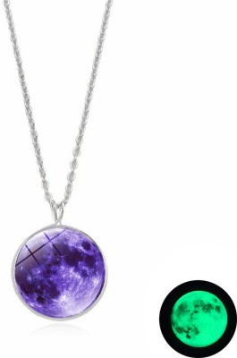 Shashank Soul Glow in the Dark Moon Pendant for Men and Women Radium Moon Pendant/Locket Silver Brass Pendant